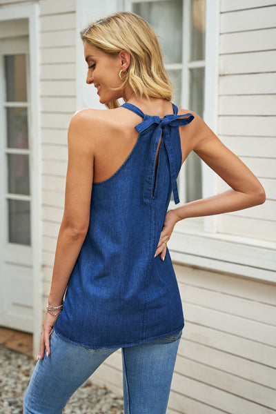 Halter Neck Denim Tank