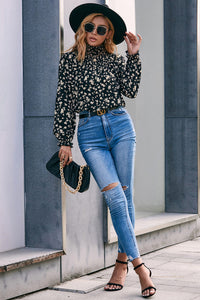 Floral Mock Neck Blouse