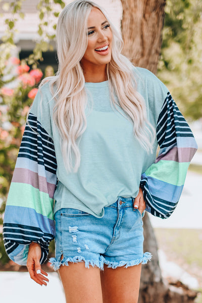 Striped Color Block Long Sleeve Top