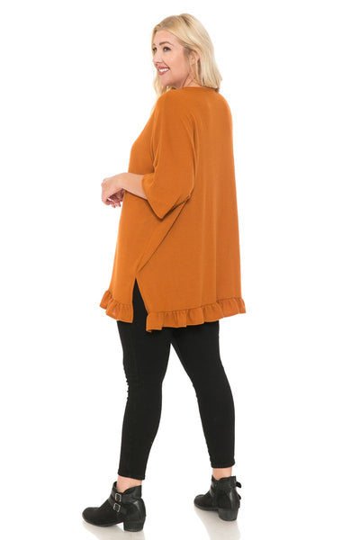 Plus Size Short Sleeve Open Front Cardigan Kimono with Ruffle Sleeves Assorted Colors
