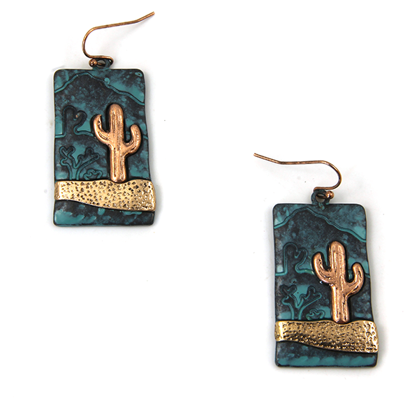 Patina Cactus Earrings