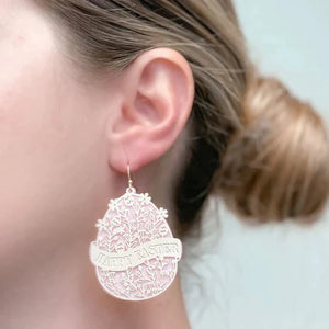 PREORDER: Blooming Floral Happy Easter Egg Dangle Earrings in Two Colors