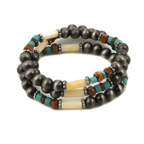 Icon Collection Navajo western bead silver turquoise Bracelet stack