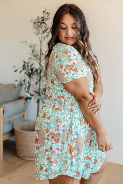 Mint Fields Forever Floral Dress