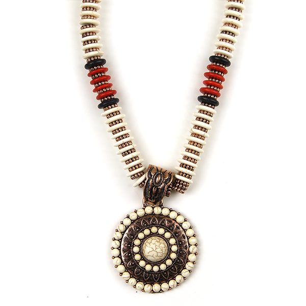 Oori bead concho collar necklace copper ivory