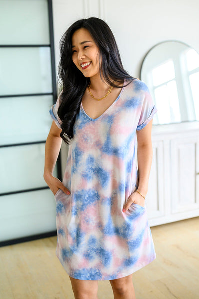 Tie Dye T-Shirt Dress In Pink