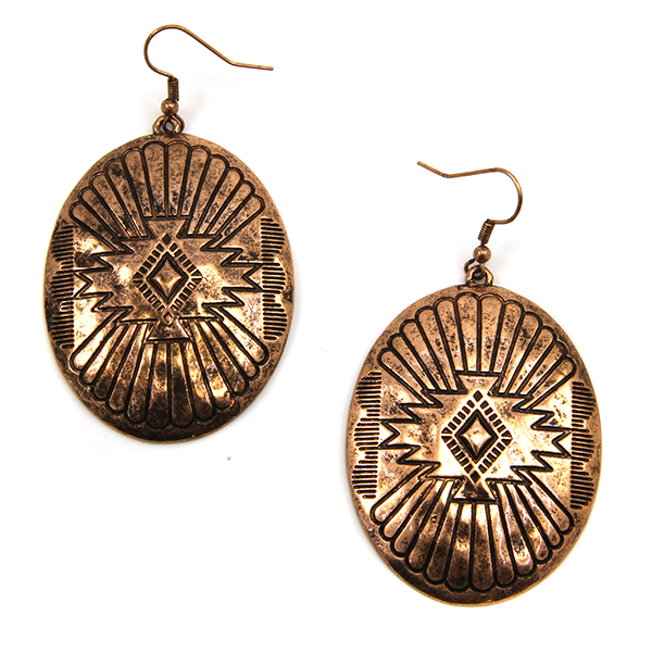 Tribal concho earrings copper