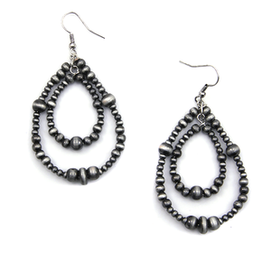 Treasure bead dangle tear drop earrings silver