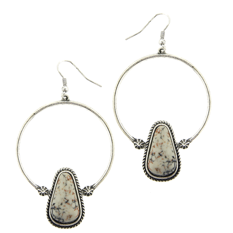 Treasure hoop tear drop stone natural earring