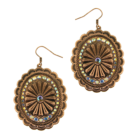 Treasure sunburst concho copper earring