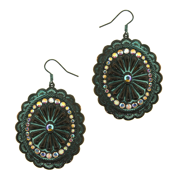 Treasure sunburst concho patina earring