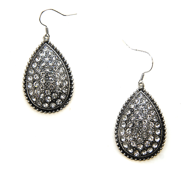 Treasure teardrop crystal silver earrings