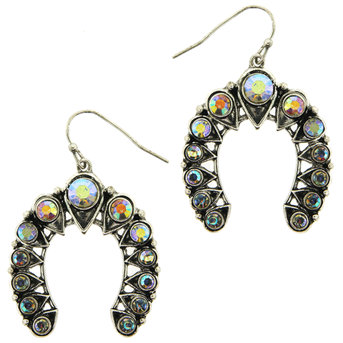 Treasure western horseshoe rhinestone silver earring