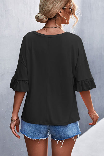 Flare Sleeve Round Neck Tee