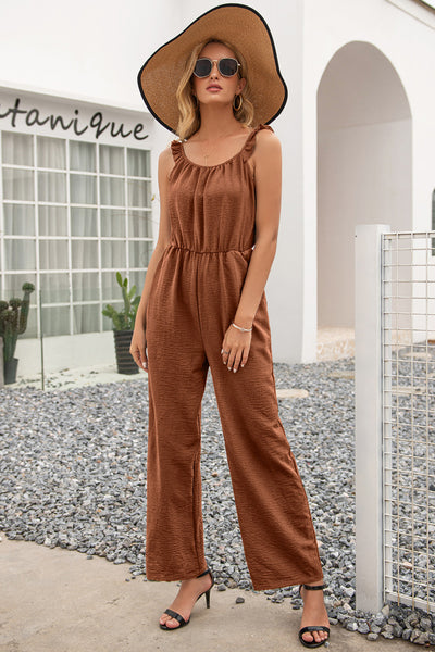 Ruffle Strap Wide Leg Jumpsuit