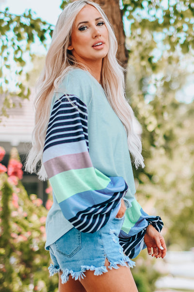 Striped Color Block Long Sleeve Top