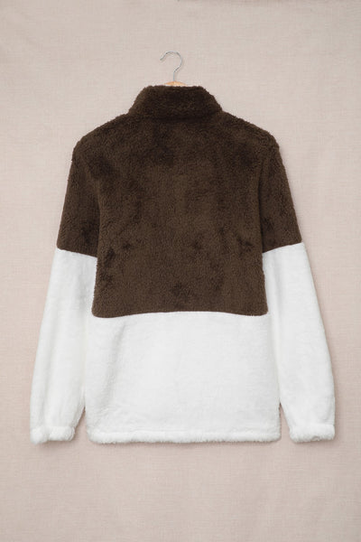 Color Block Half-Zip Teddy Sweatshirt