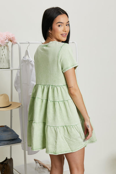 Sew In Love Breathtaking Views Full Size Tiered Mini Dress in Mint