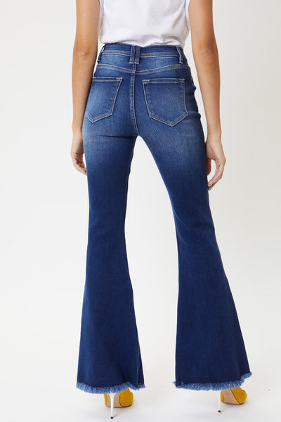 Plus Size High Rise Exposed Button Fly Flare Jeans