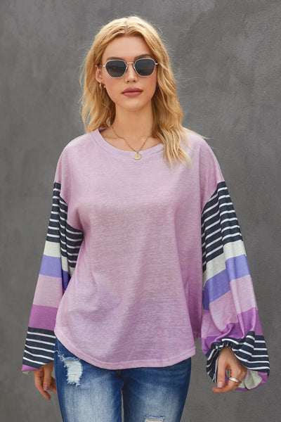 Striped Color Block Long Sleeve Top