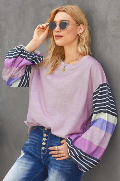 Striped Color Block Long Sleeve Top