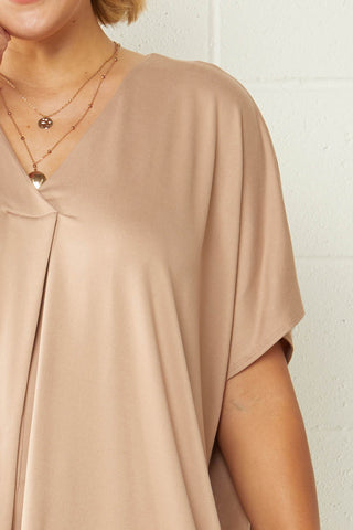 Plus Size Tan V-Neck Knit Top