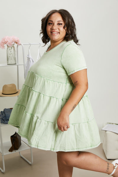 Sew In Love Breathtaking Views Full Size Tiered Mini Dress in Mint