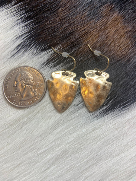 Gold Arrowhead Dangle Earrings