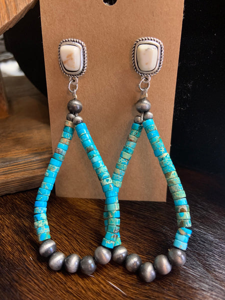 Natural Gemstone Navajo Earrings