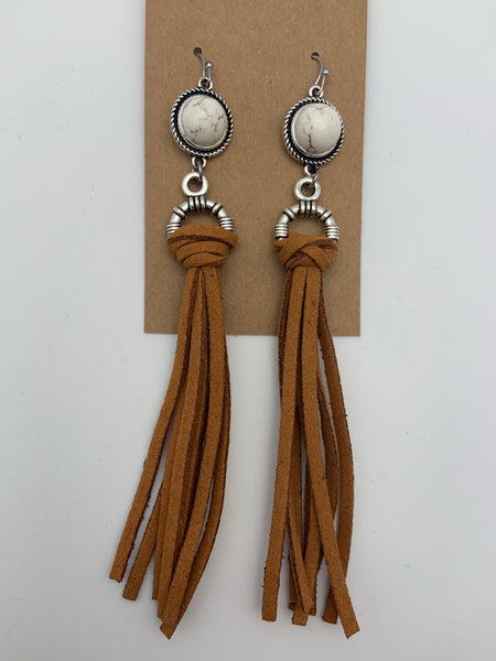 Natural White TQ Tassel Earrings