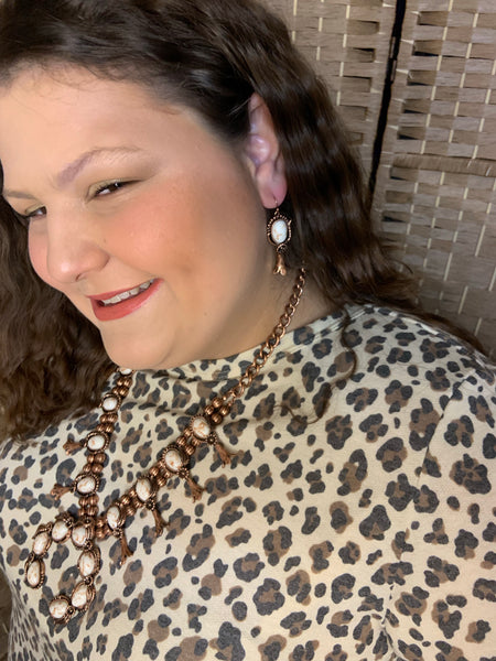 Plus Size Animal Print Balloon Sleeve Dress