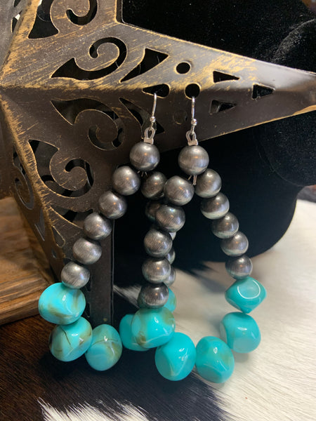 Big Dice Shaped Beaded Earrings