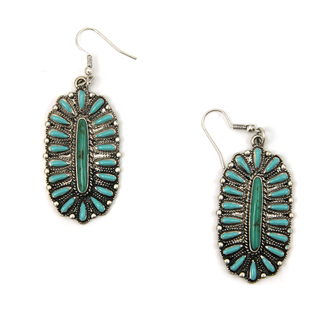 Tipi western concho navajo style earrings turquoise